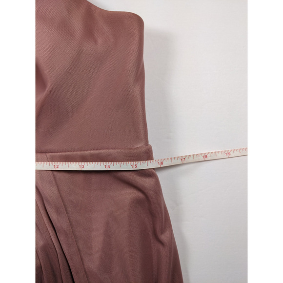 Azazie Maxi Dress Rose Pink A10 10 Bridesmaid Halter Neck V-neck Padded Slit - Picture 7 of 11